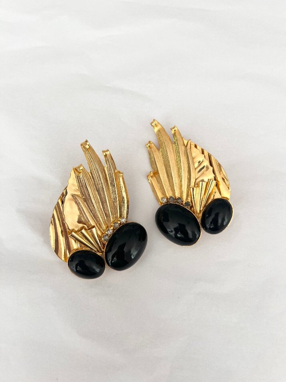 Vintage 1980s Gold Tone Statement Earrings